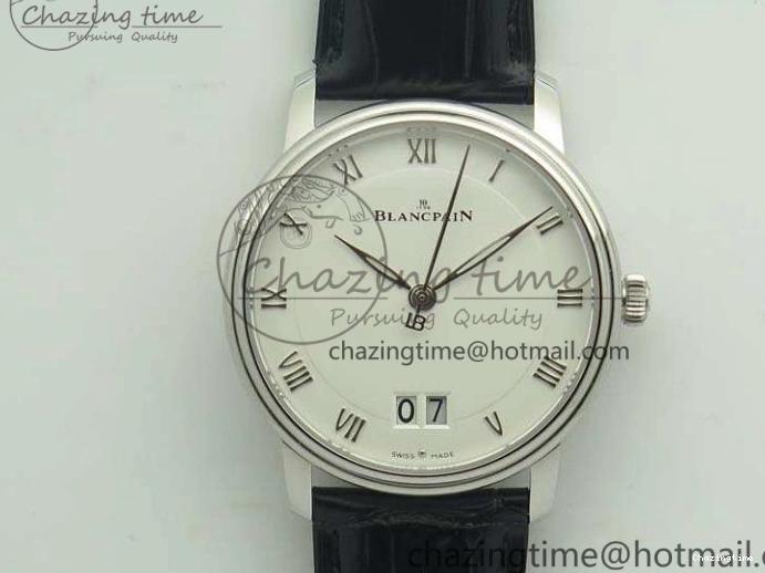 0712 Upgraded Villeret Quantième Complet 8 Jours SS Complicated Function OMF 1:1 Best Edition White Dial on Brown Leather Strap A 7983